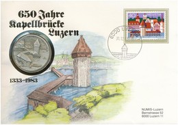 Svájc 1983. '650 Jahre Kapellbrücke Luzern 1333-1983' Jelzett Ag (0.900) Emlékérem Felbélyegzett Borítékban T:1
Switzerl - Sin Clasificación