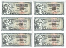 Jugoszlávia 1978. 1000D (15x) Sorszámkövetők, Valamint Mindegyiken Nyomdahiba 'GUVERNE' + Eredeti Bankjegy Kötegelő T:I  - Ohne Zuordnung