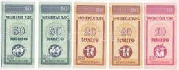 Mongólia 1993. 10M + 20M (2x) + 50M (2x) T:I 
Mongolia 1993 10 Mongo + 20 Mongo (2x) + 50 Mongo (2x) C:UNC 
Krause KM#49 - Unclassified