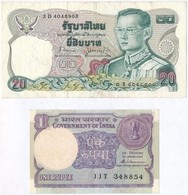 Thaiföld 1981. 20B + India 1985. 1R T:III- Lyuk
Thailand 1981 20 Baht + India 1985. 1 Rupee C:VG Hole - Unclassified