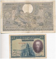 Vegyes: Spanyolország 1928. 25P + Belgium 1938. 100Fr T:III
Mixed: Spain 1928. 25 Pesetas + Belgium 1938. 100 Francs C:F - Unclassified