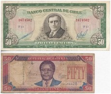 Vegyes: Chile 1962-1975. 50E + Libéria 2004. 50D T:III 
Mixed: Chile 1962-1975. 50 Escudos + Liberia 2004. 50 Dollars C: - Unclassified