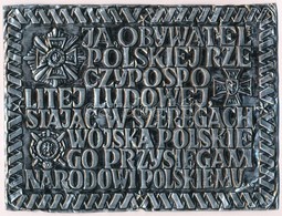 Lengyelország DN Katonai Eskütétel Szövege Fém Lemezplaketten (200x152mm) T:2 Patina
Poland ND Military Oath On Metal Sh - Unclassified