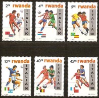 Rwanda Ruanda 1990 OBCn°  1371-1376  *** MNH Cote 75 € Sport Soccer Football Surcharge Italia 90 - Neufs