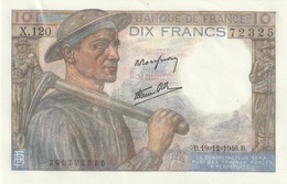 Lot De 3 Billet Qui Se Suivent (spl Juste Une Legere Marque) Du 19 12 1946 - 10 F 1941-1949 ''Mineur''