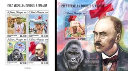 S. Tomè 2019, Red Cross, Against Malaria, Gorilla, 4val In BF +BF - Henry Dunant