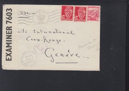 Algerie Lettre 1943 Oran A Geneve Croix Rouge - Brieven En Documenten