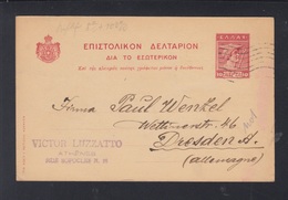 Greece Stationery 1922 Athens To Germany - Entiers Postaux