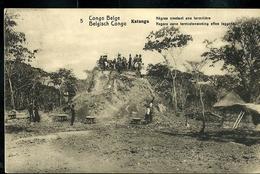 Carte N° 53. Vue 5. Katanga : "Négres" Nivelant Une Termitière (carte Neuve) - Entiers Postaux
