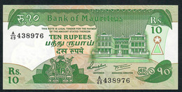 MAURITIUS  P35b 10 RUPEES  1985 #A/49   Signature 5    UNC. - Mauricio