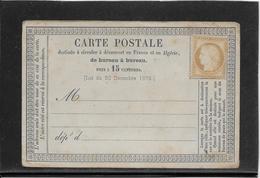 France N°59 Neuf Sans Gomme Sur Carte Précurseur - TB - 1871-1875 Ceres