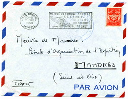 DAKAR-Principal (Sénégal) - Lettre En Franchise Militaire, Flamme D'oblitération De La Caisse D'Epargne D'A.O.F -1958 - Storia Postale