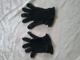 Gants Anciens Crochetés Main - Dentelles Et Tissus