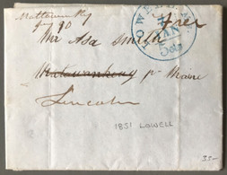 USA - Cover From Lowell (MAINE) 1851 - Redirected With Handwriting Cancelation In The Up Left Corner - (B1684) - Postal History