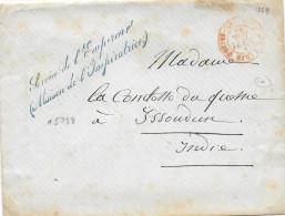 1868 - ENVELOPPE Avec MARQUE Du SERVICE DE L'EMPEREUR (MAISON DE L'IMPERATRICE) + CONTRE-SEINGS => ISSOUDUN - Lettere In Franchigia Civile