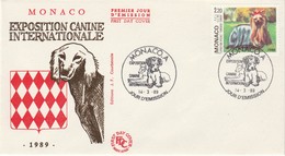 ANIMAUX   MONACO  ENVELOPPE    THEME CHIEN  N° 1676 EXPOSITION CANINE  INTERNATIONALE - Altri & Non Classificati