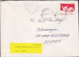 Romania BUCURESTI 1987 Cover Brief Brotype IId ALLERØD (***3) Arr. Cds REadressed Label VALBY Denmark - Covers & Documents