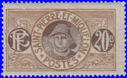 St Pierre & Miquelon 1909. ~  YT 83* - 20 C. Pêcheurs - Neufs