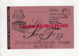 87 - LIMOGES- RARE CARTE PUB   LE SUN FIZZ GRILL- 30 BIS RUE ADRIEN TARRADE - Werbung