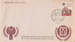 Enveloppe   FDC  1er  Jour   INDE    Année   Internationale  De  L' ENFANT    1975 - Mahatma Gandhi