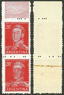 ARGENTINA: GJ.1034, Vertical Pair, End-of-roll Double Paper, VF! - Ungebraucht