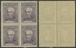 ARGENTINA: GJ.1036a, Block Of 4, 2 Stamps With VERTICAL LINE WATERMARK, VF Quality! - Ungebraucht