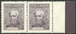 ARGENTINA: GJ.1038CD, 20c. Brown Type C, Pair WITH RIGHT LABEL, VF Quality! - Ungebraucht