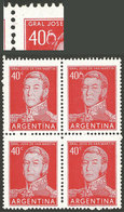 ARGENTINA: GJ.1039, Block Of 4, One With Variety "Stone Over The C Of 40c", VF!" - Nuevos