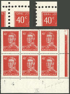 ARGENTINA: GJ.1040, Corner Block Of 6, 3 Examples (the 2 On The Left + Bottom Right) With Variety "the 4 With Small Dot  - Ungebraucht