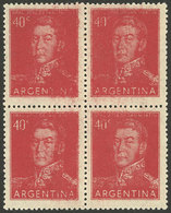 ARGENTINA: GJ.1041, Block Of 4 With Very Inky Impression, Illegible In Several Areas, Fantastic! - Ungebraucht