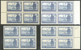 ARGENTINA: GJ.1042 + 1042A + 1042B + 1043, 50c. Port Of Buenos Aires, Blocks Of 4 On Chalky Paper, Imported Unsurfaced P - Ungebraucht