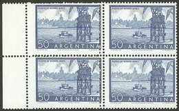 ARGENTINA: GJ.1042, 50c. Port Of Buenos Aires, Block Of 4 With DOUBLE Vertical Perforation In The Center And Horizontal  - Ungebraucht