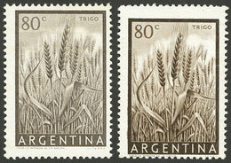 ARGENTINA: GJ.1044A, 80c. Wheat In The Rare GRAY-CHESTNUT Color, MNH, Excellent Quality, Very Scarce. Along A Normal Exa - Ungebraucht