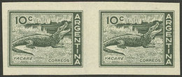 ARGENTINA: GJ.1123, 10c. Yacare Caiman, Imperforate And In The Issued Color, PROOF Printed On Special Paper For Specimen - Unused Stamps