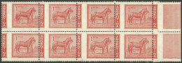 ARGENTINA: GJ.1127, 1P. Horse, Block Of 8 With VERY SHIFTED PERFORATION, All With "ARGENTINA" On The Left, VF!" - Ongebruikt