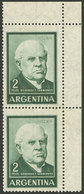 ARGENTINA: GJ.1135, Corner Pair, Both With Vertical LINE WATERMARK (variety Not Yet Catalogued), VF! - Neufs