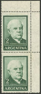 ARGENTINA: GJ.1135, Corner Pair, Both With Vertical LINE WATERMARK (variety Not Yet Catalogued), VF! - Ongebruikt