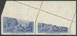 ARGENTINA: GJ.1137, 3P. Zapata Slope, Pair With With Large Unprinted Area And Very Irregular Perforation, Fantastic And  - Neufs
