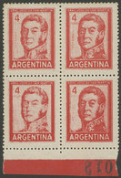 ARGENTINA: GJ.1138, 2P. San Martin In Offset, Block Of 4 With Notable Variety: VERY OILY IMPRESSION In The Left Half! - Neufs