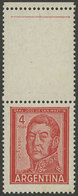 ARGENTINA: GJ.1139CA, 4P. San Martín Typographed And Printed On Unsurfaced Paper, WITH LABEL AT TOP, MNH, Very Rare. Att - Neufs
