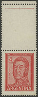 ARGENTINA: GJ.1139CA, 4P. San Martín Typographed And Printed On Unsurfaced Paper, WITH LABEL AT TOP, MNH, Very Rare. Att - Ongebruikt