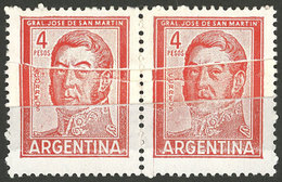 ARGENTINA: GJ.1139A, Pair With Spectacular END-OF-ROLL DOUBLE PAPER, VF Quality! - Neufs