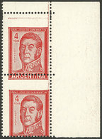 ARGENTINA: GJ.1139A, Pair With The Perforation Very Shifted, The Top Example Without "ARGENTINA", VF!" - Neufs
