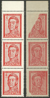 ARGENTINA: GJ.1139A, Strip Of 3 With Strong OFFSET Impression On Back, Splendid! - Neufs