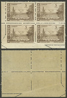 ARGENTINA: GJ.1140, Block Of 4 With PERFORATION OMITTED In Corner, Excellent! - Neufs
