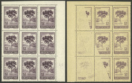 ARGENTINA: GJ.1143, 12P. Quebracho Tree, Block Of 9 With Strong OFFSET IMPRESSION ON BACK, Excellent Quality! - Neufs