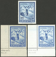 ARGENTINA: GJ.1148 + 1148A + 1148B, 100P. Skier, On The 3 Known Papers: Imported Chalky, National Unsurfaced And Nationa - Neufs