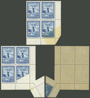 ARGENTINA: GJ.1148A, 100P. Skier, Block Of 4 Printed On National Unsurfaced Paper With Spectacular Variety: One Stamp Pa - Neufs