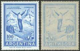 ARGENTINA: GJ.1148B, 100P. Skier, With Variety "OFFSET IMPRESSION On Back", VF Quality!" - Neufs