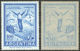 ARGENTINA: GJ.1148B, 100P. Skier, With Variety "OFFSET IMPRESSION On Back", VF Quality!" - Unused Stamps